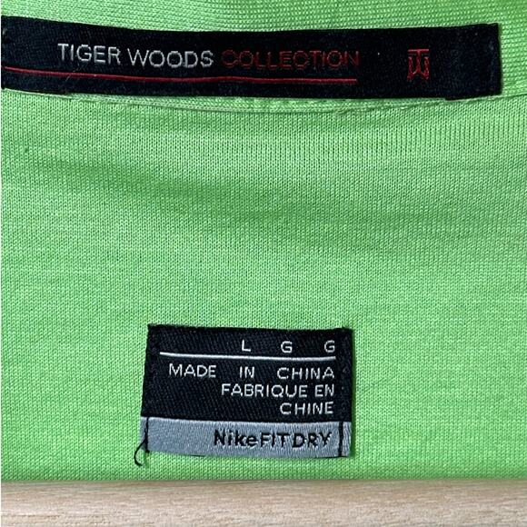 Nike Tiger Woods Collection Golf Polo Dri-Fit Stripes Lime Green Size L - Picture 6 of 11
